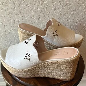 Kate Spade: Cream Floral Cutout Wedges- 9